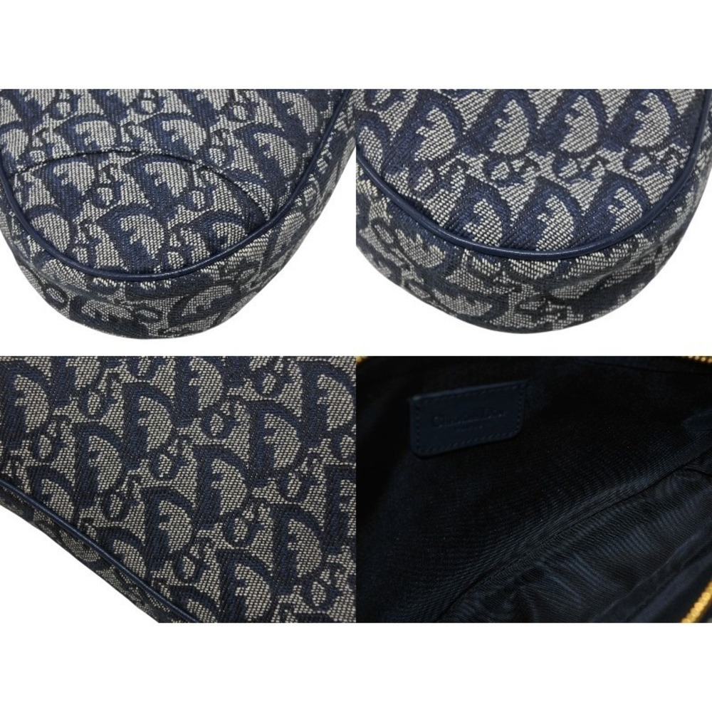 CHRISTIAN DIOR Trotter Saddle Bag One Shoulder Hobo Bag Navy Blue - Picture 9 of 10